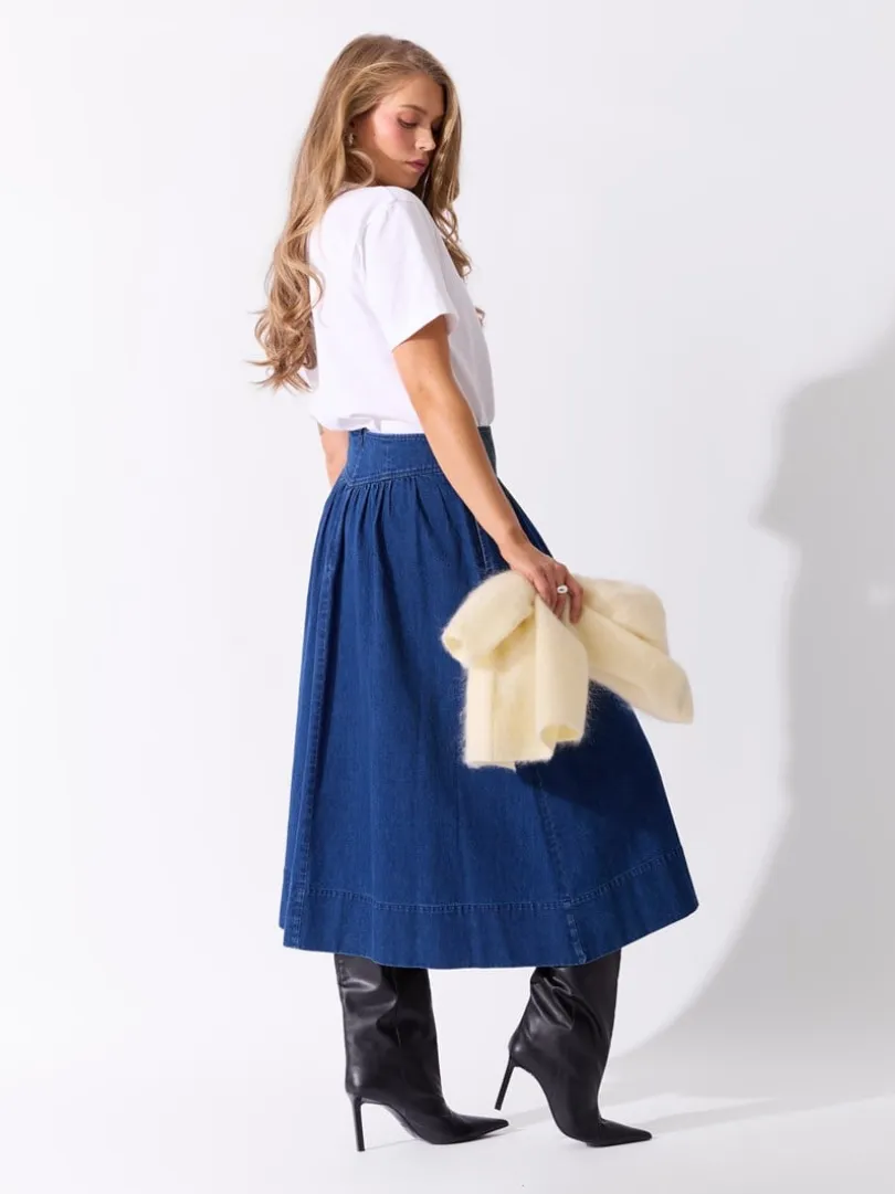 Delta denimskjørt