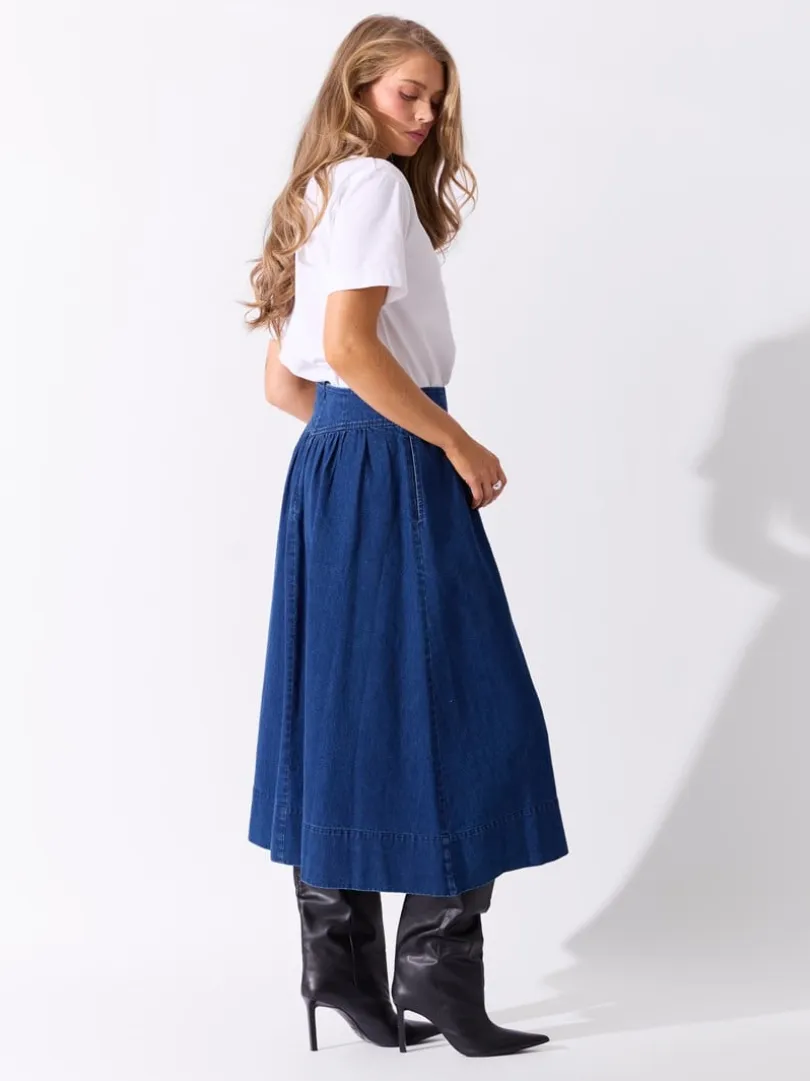 Delta denimskjørt