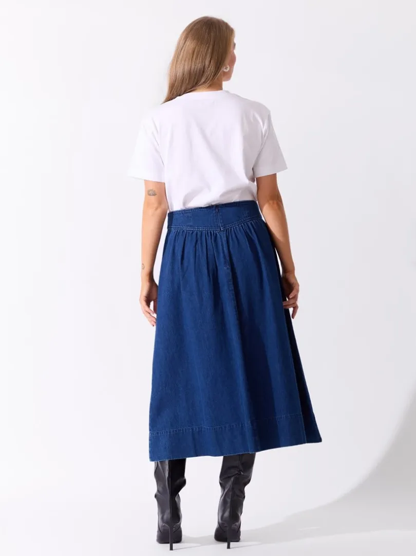 Delta denimskjørt