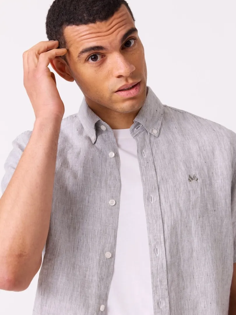 Dillon stripet linskjorte - Regular fit