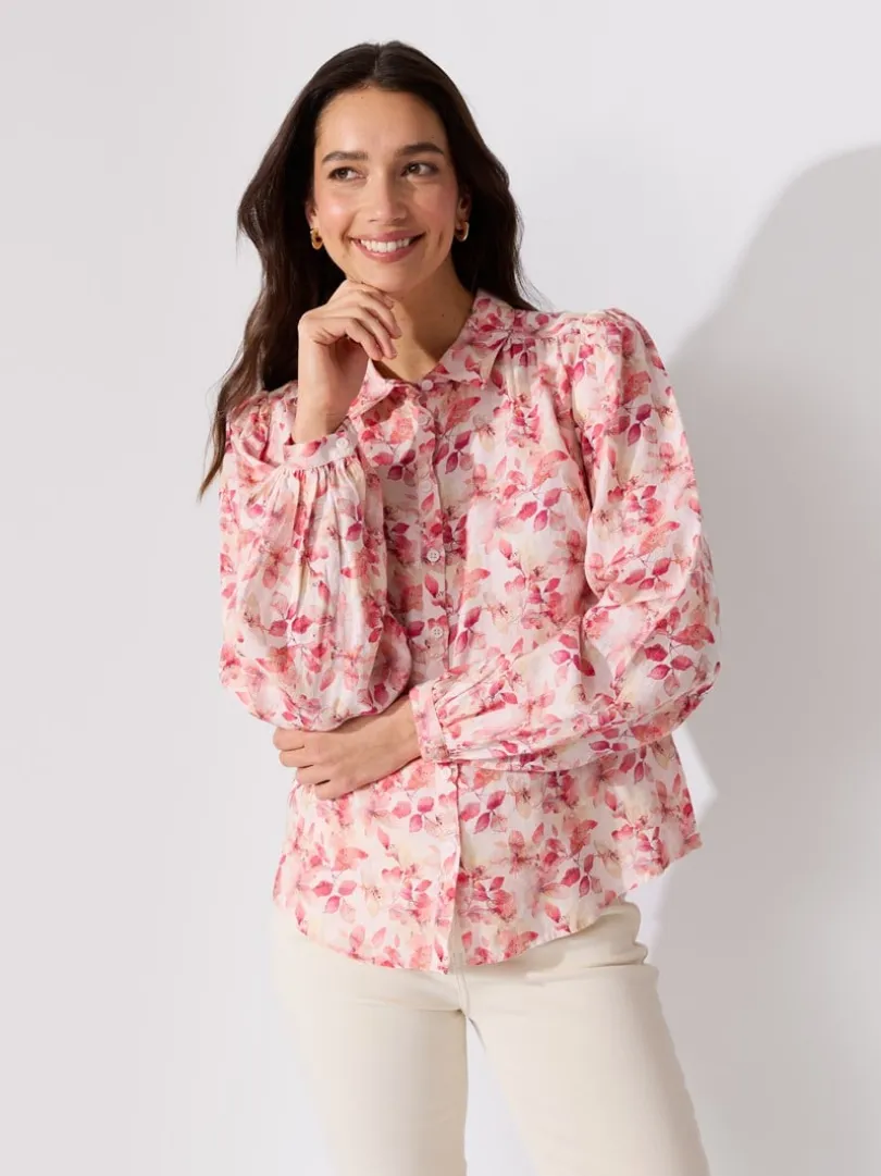 Sierra printet linbluse