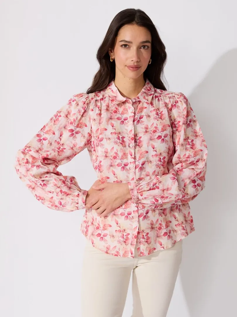 Sierra printet linbluse